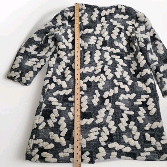 BATIK Cardigan Coatigan Womens L Gray Cream Geo Open Front 3/4 Sleeve Lagenlook - Picture 7 of 15
